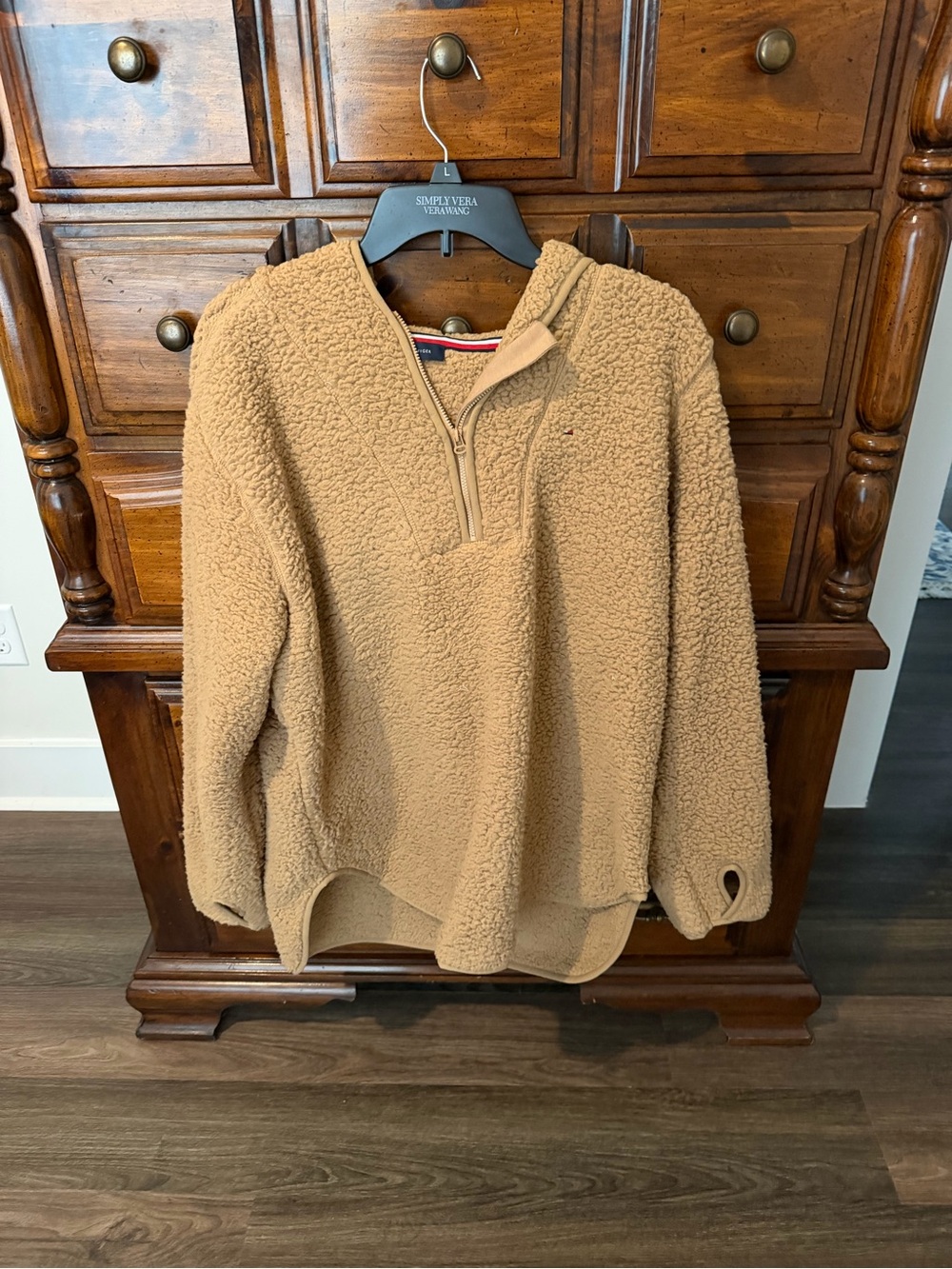 Tommy Hilfiger Men's Camel Teddy Quarter-Zip Sweater